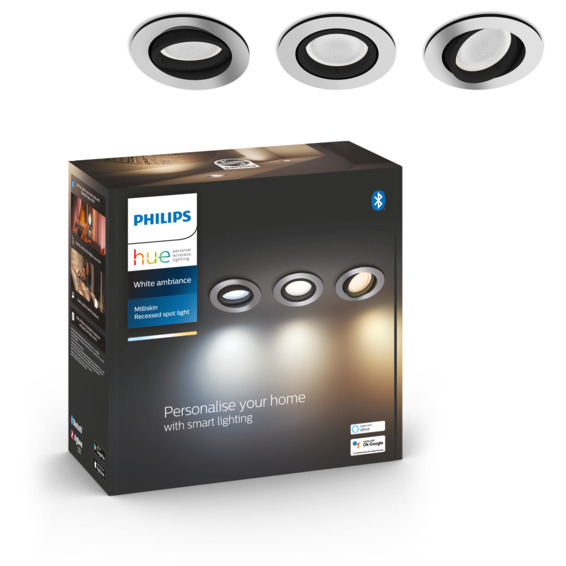 Philips Hue WA Milliskin Downlight Rund 3x5w Alu