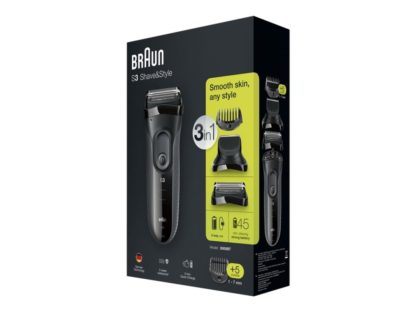 Braun Series 3 Shave&Style 3000BT 3-in-1 - Barbermaskin - trådløs - grå