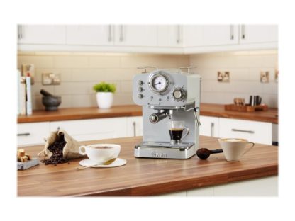 Swan Retro SK22110GRN - Kaffemaskin med cappuccinatore - 15 bar - grå