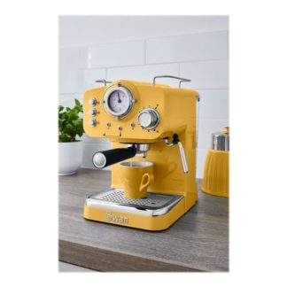 Swan Retro SK22110YELN - Kaffemaskin med capuccinatore - 15 bar - gul