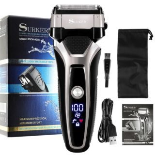 USB oppladbar elektrisk barbermaskin rustfritt stål barbering maskin for menn 3D trippel flytende blad barberhøvel